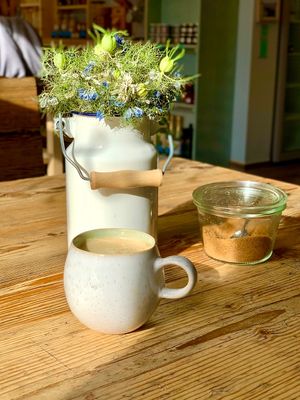 Kaffee mit Nussmilch at Tante Emma Laden in Neuruppin