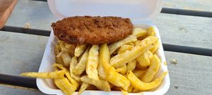 Vod and chips at Elliot's Fish & Chips in Hunstanton
