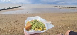 What is better than cruelty free food while looking at the sea? at Elliot's Fish & Chips in Hunstanton