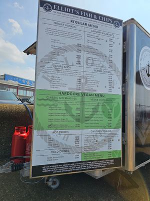 Vegan menu at Elliot's Fish & Chips in Hunstanton