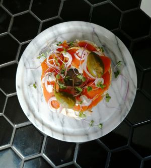 Bagel and "smoked salmon" at Le Maskwa  in Mascouche