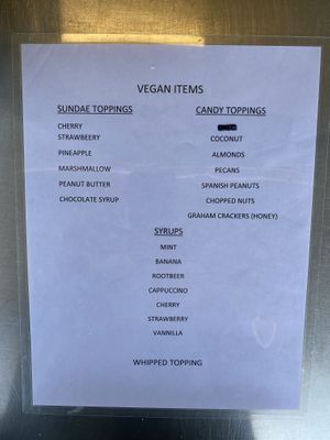 Vegan toppings  at Dairy Creme in Grand Haven