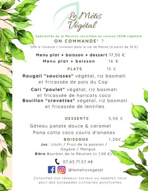 Menu!  at Le Métïs Végétal in Thiais