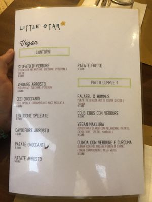 Vegan Menu PT. 1 at Pizzeria Little Star in Cagliari
