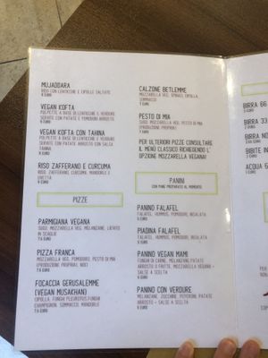 Vegan Menu PT. 2 at Pizzeria Little Star in Cagliari