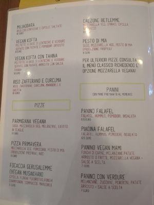 Menu II at Pizzeria Little Star in Cagliari