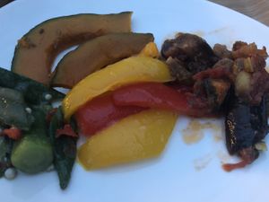 Buffet vegan items at Liber Hotel at Universal Studios Japan in Osaka