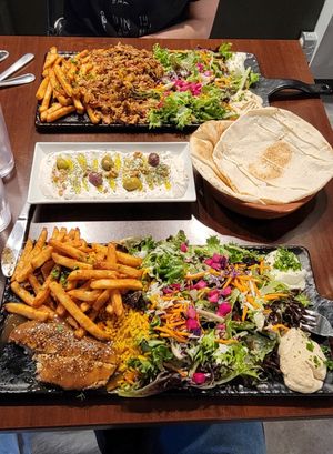 Huge portions! Labneh in the middle at Sham - Mont Royal in Montreal