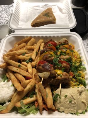 Brochettes et baklava  at Sham - Mont Royal in Montreal