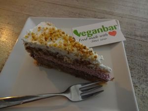 a great cake with nuts and berries at Veganbar in Bremen