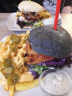 star wars burger and chilli cheese fries at Veganbar in Bremen
