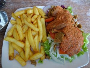 Whöner plate. With french fries. at Veganbar in Bremen