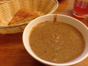 Potato and kidney beans soup @ Veganbar, Bremen at Veganbar in Bremen