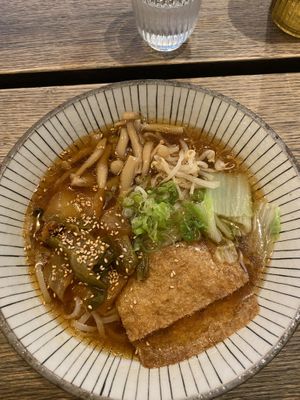 Veggie ramen with rice noodles (115 kr.)  at Suppugarudurin in Torshavn