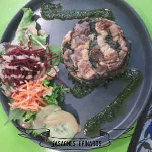 All vegan - Lasagnes Épinards et noix 🥒 at Le Potager du Marais - Rambuteau in Paris