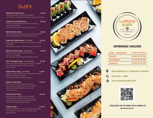 Menu at Wellness Sushi in Denver