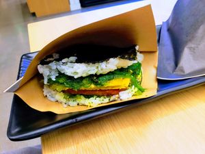 5) SEABREEZE ONIGIRI (GLUTEN-FREE)
Omnipork Spam, Vegan Tamago, Seaweed Salad -- yummie at Wellness Sushi in Denver