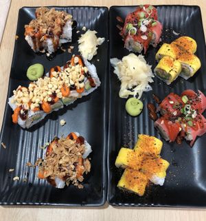 Krunchy Krab, Ebi Tempura, Hot Flamingo and Fiery Philly   at Wellness Sushi in Denver