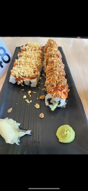 Krunchy Krab on right!   at Wellness Sushi in Denver