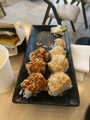 Crab roll & Tokyo drift roll - also both incredible, the crab roll was my absolute fav.  at Wellness Sushi in Denver