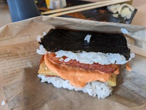 Classic Onigiri (with added spicy mayo) at Wellness Sushi in Denver