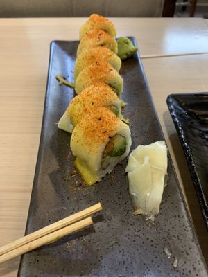 fiery philly roll: yum!  at Wellness Sushi in Denver