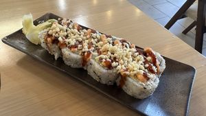 Ebi tempura roll  at Wellness Sushi in Denver