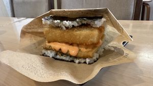 Fried tofu onigiri  at Wellness Sushi in Denver