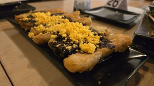 Cheese chocolate banana dessert at Wellness Sushi in Denver