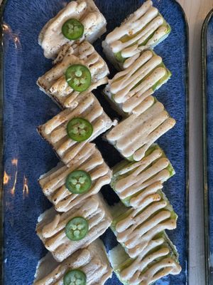 All crab (left) and avocado (right) oshi  at Wellness Sushi in Denver
