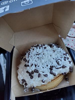 Banana cream with coconut and chocolate chips at Cinnaholic in Mckinney