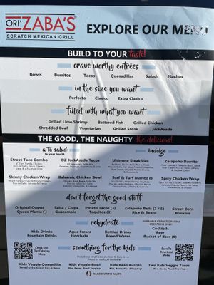 Menu   at Ori'Zaba's - Centennial Hills in Las Vegas