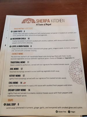 Menu at Sherpa Kitchen in Phoenix