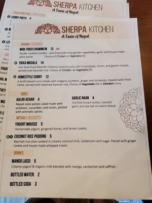 Menu at Sherpa Kitchen in Phoenix