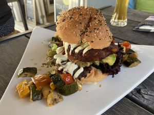 Spicy vegan burger  at De Zeemeeuw in Noordwijk