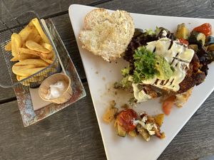 Spicy vegan burger at De Zeemeeuw in Noordwijk