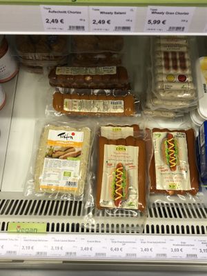 Vegan meats  at Vitalia Reformhaus in Freising