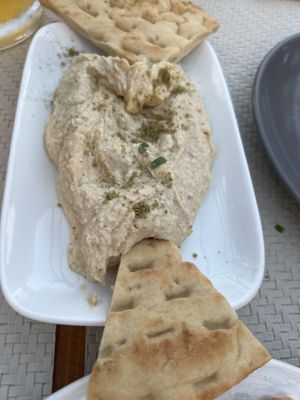 Hummus (comes with pitta we ordered extra pitta not in photo to share)  at 3 Pigs in Rhodes