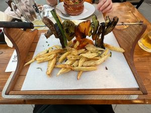 Vegan souvlaki  at 3 Pigs in Rhodes