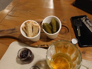 Free starter with chili jam at 3 Pigs in Rhodes