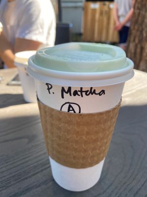 Pistachio matcha latte with almond milk  at Black Cabin Coffee in South Lake Tahoe