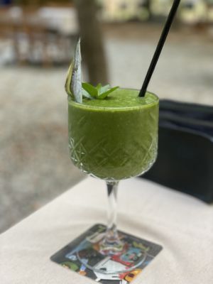 Green smoothie- came also with plastic straw. at GOGO in Fethiye