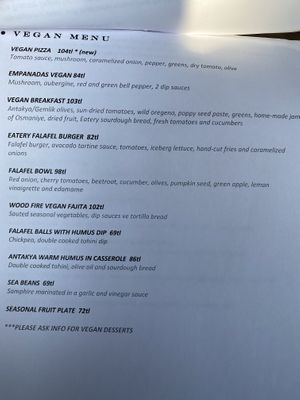 Vegan menu (other menu items can be made vegan as well)    at GOGO in Fethiye