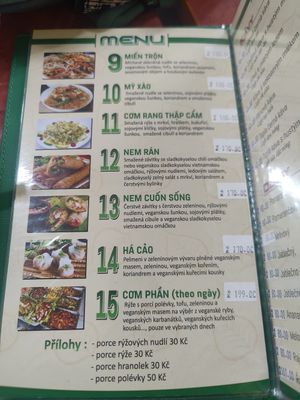 Menu at Bo De Tam in Prague