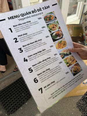 Menu at Bo De Tam in Prague