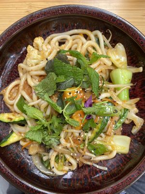 Udon dish at Veganese Quan Chay in Leipzig