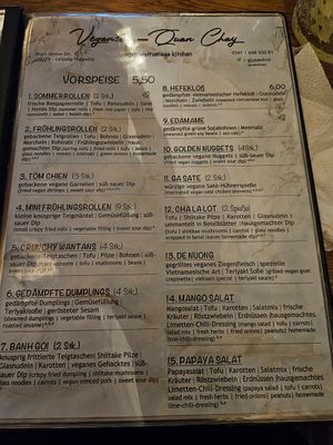 Menu at Veganese Quan Chay in Leipzig