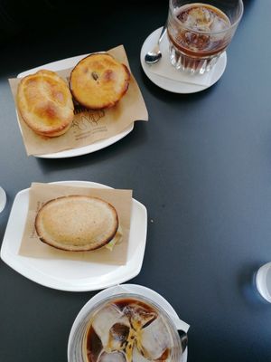 On the bottom the vegan pastry and on top the normal and one with pistachio. at Caffè Alvino in Lecce