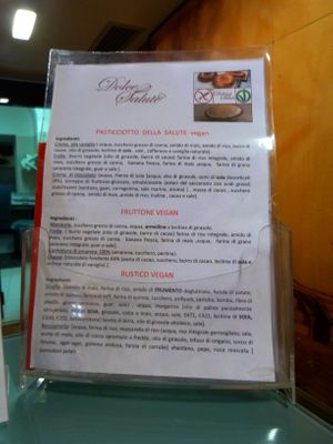 list of vegan sweets at Caffè Alvino in Lecce