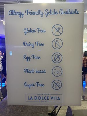 Although the sign says available, the entire store is vegan   at La Dolce Vita in Oakville